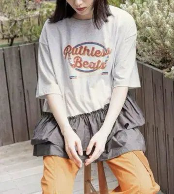 새상품급 niko.and 니코앤드 천 콤비 프릴 락 티셔츠 M