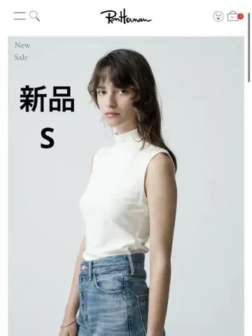 RHC 하이넥 슬리브리스 탑 슬리브리스 티셔츠 티셔츠 새상품