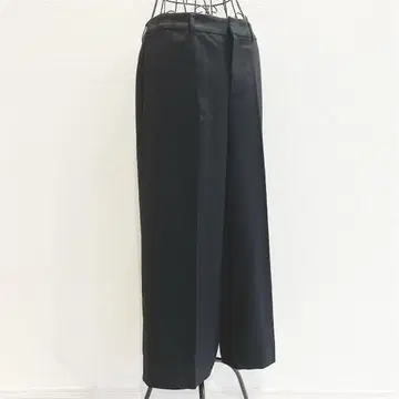 인디비 와이드 팬츠 L 블랙 무지 일본제 심플 베이직 세탁 가능