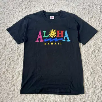 USA제 anvil ALOHA HAWAII 티셔츠 M 자수 로고 블랙