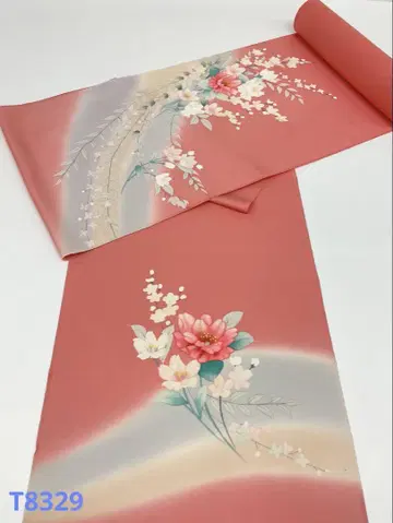 부착 손으로 그린 코랄 레드 색상 순수 실크 옷감