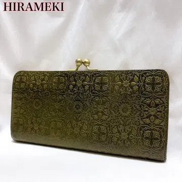 HIRAMEKI 히라메키 가죽 모리스 가마구치 엠보 지갑 그린 올 패턴