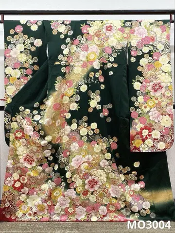 후리소데 럭셔리 금 부품 금색 문양 기장 165cm 발수 가공 완료