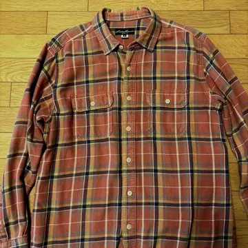 Eddie Bauer 체크 플란넬 셔츠 살몬 핑크 헤비 플란넬