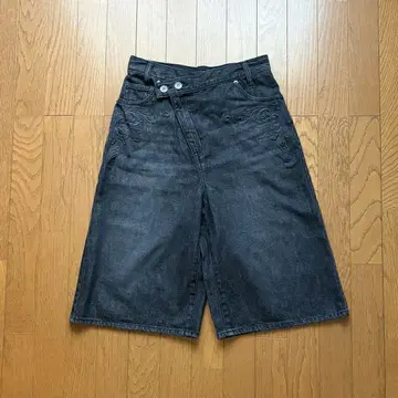 JEANASIS 엠보싱 데님 하프 팬츠 조츠 블랙 블랙