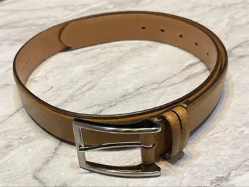 띠어리 실버 버클 가죽 벨트 카멜