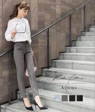 [ 오카베 아유미 콜라보 ] 슬림 스트레이트 데님 팬츠 [M3471]