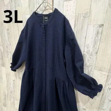 3L 펠리시모 리브인 코토리프 네이비 버튼이 달린 롱 원피스