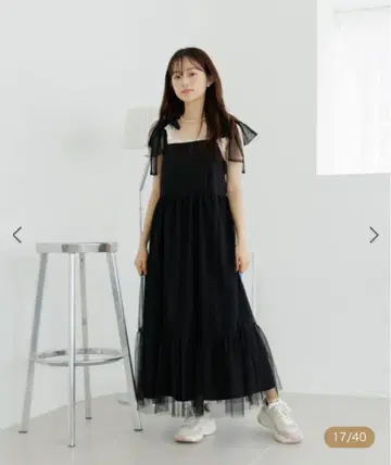 flower 클래식 튤 원피스 블랙