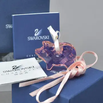 새상품 스와로브스키 오너먼트 참 크리스마스 돼지 핑크