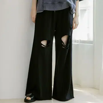 셀프 컷 맨투맨 와이드 팬츠