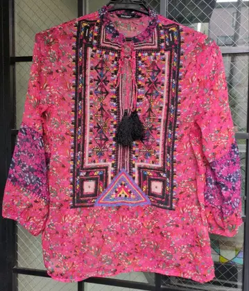 Desigual 데시구알 비침 있음 에스닉풍 블라우스