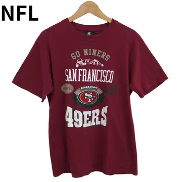 NFL 49ers 풋볼 프린트 티셔츠 레드 로고 반팔 L