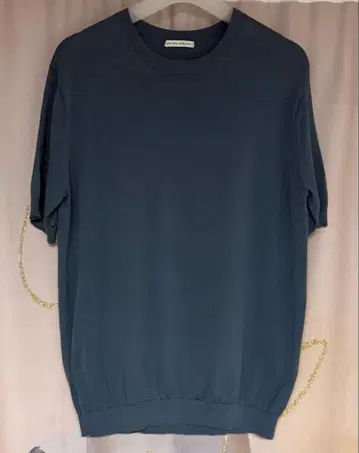 유나이티드 애로우즈 코튼 실크 니트 티셔츠 터콰이즈 블루 S 사이즈