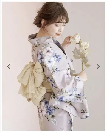 Dita 유카타 ecru pink flower 연보라색