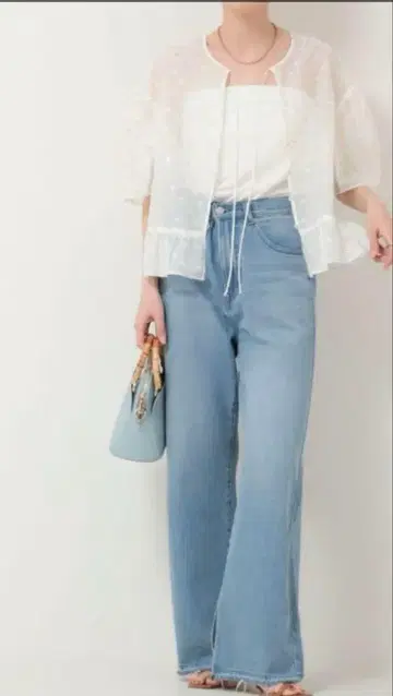 슬릿 플레어 하이 웨스트 데님 팬츠 리에 거울