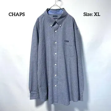 CHAPS 챕스 체크 셔츠 긴팔 버튼 다운 네이비 계열 XL