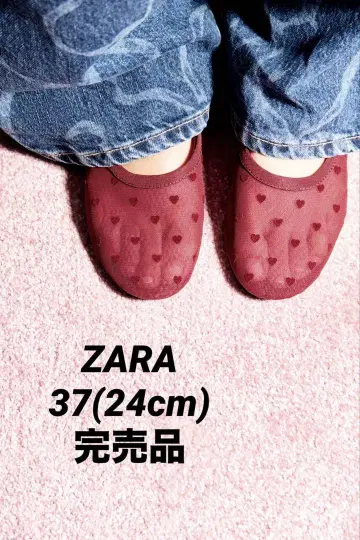 ZARA 자라 하트 무늬 메쉬 발레리나 신발 37 24.0cm