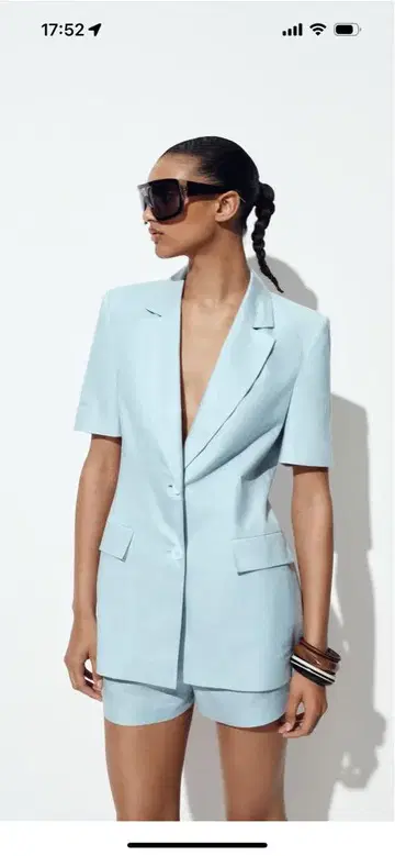 Zara 라이트 블루 테일러드 자켓 숏 소매