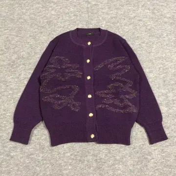 vintage 레트로 상의 가디건 퍼플 울 070407