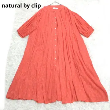 natural by clip 자수 원피스 셔츠 원피스 노카라