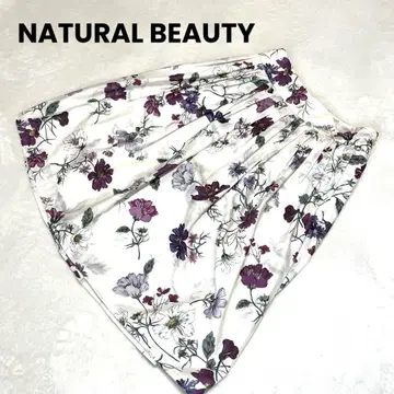 새상품급 NATURAL BEAUTY 플레어 스커트 퍼플 S 일본제