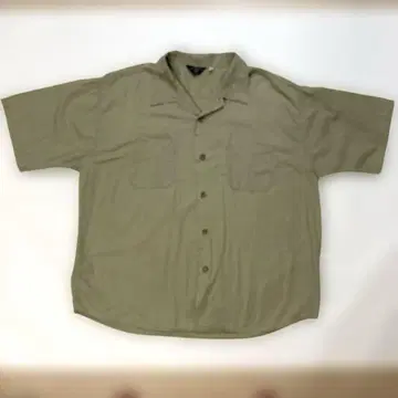 BIG BUCK 오픈 카라 셔츠 알로하 셔츠 반팔 셔츠 XL 얇은 카키