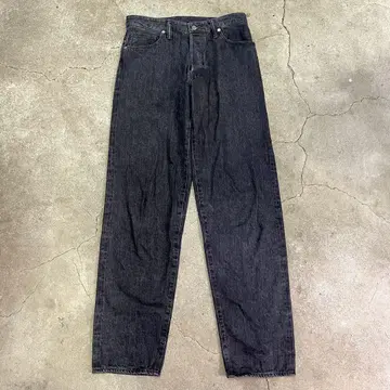 FLATHEAD 와이드 테이퍼드 블랙 데님 팬츠