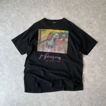 90s 폴 고갱 시에스타 아트 티셔츠 빈티지 구제 의류 블랙