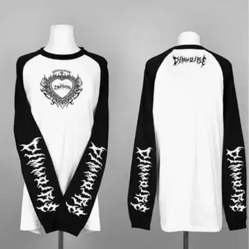 디무모어르 Dimmoire Heartcore 롱 T 화이트 블랙