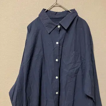 돌먼 슬리브 셔츠 원피스 (L) 심플 네이비 무지 어른 느긋한 빅