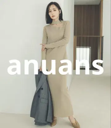 거의 미사용 anuans 니트 원피스 SMALL 베이지 여성용