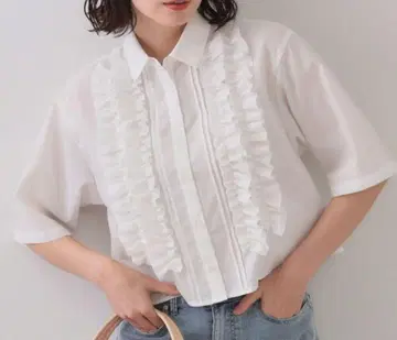 오파크 도트 클립 프릴 숏 셔츠