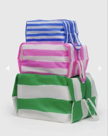 BAGGU 3DZIP SET 페인트 스트라이프 파우치 3개 세트