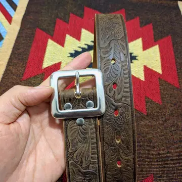 RRL EMBOSSED GARRISON BELT 가죽 벨트 100cm