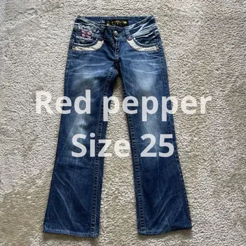 Red pepper 레드 페이퍼 데님 팬츠 자수 스트레이트 사이즈 25