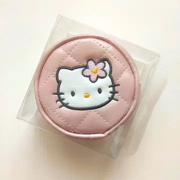 한국 산리오 공식 상품 헬로키티 퀼팅 파우치 원형 익명 배송