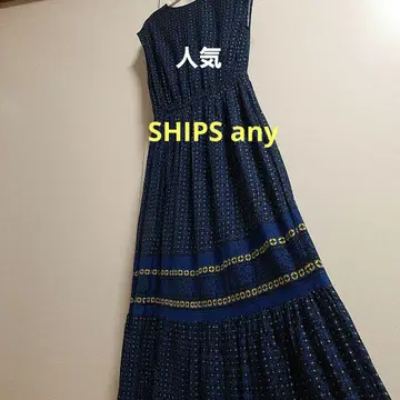 인기 SHIPS any 패널 무늬 개더 티어드 슬리브리스 원피스