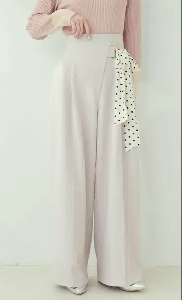 natural couture 허리 리본 턱 팬츠