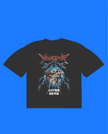 JACKPOTMARKET 빈티지 슈퍼히어로 티셔츠 2XL 블랙