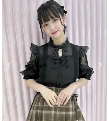 couture by ROJITA 트리플 리본 시어 블라우스 블랙