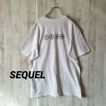 SEQUEL 시퀄 티셔츠 일본제 L 화이트 빅 로고 재생 버튼