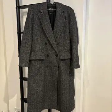 자라 그레이 더블 브레스트 롱 코트