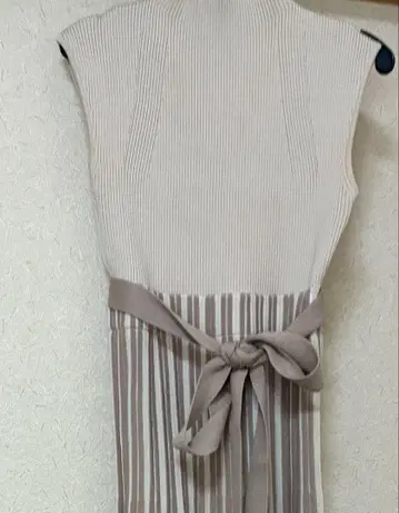 머큐리 듀오 체인지 리브 배색 니트 원피스 M