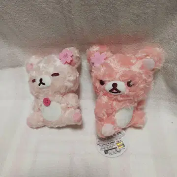 벚꽃 리락쿠마 로즈 보아 봉제 인형 2종 세트 택 포함 마스코트 체리