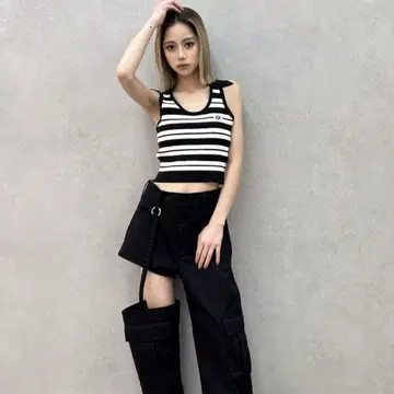 사이드 컷 디자인 카고 컬러 와이드 팬츠