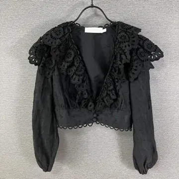 ZIMMERMANN 컷워크 레이스 린넨 가디건 0 블랙