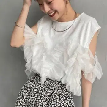 얇은 명주 그물 프릴 도킹 탱크탑 티셔츠 슬리브리스