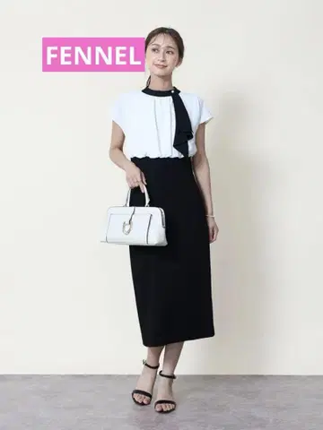 FENNEL 보타이 콤비 원피스 미사용품 사이즈 9호 정가 29900엔