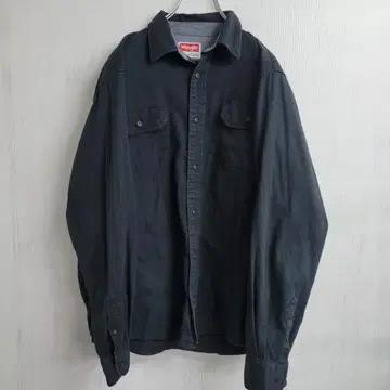 랭글러 Wrangler 데님 긴팔 셔츠 M 블랙 더블 포켓